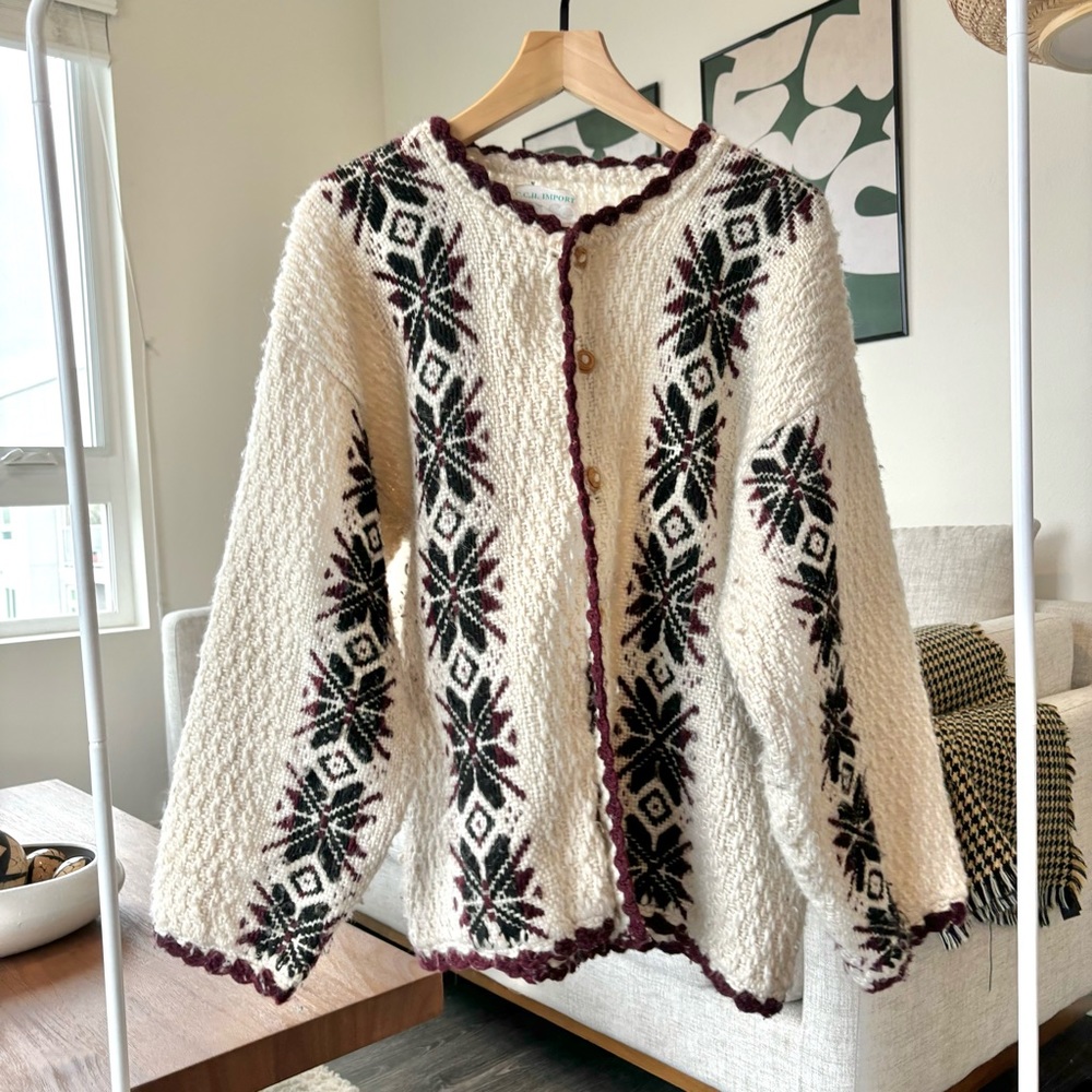 Vintage thick wool cardigan sweater